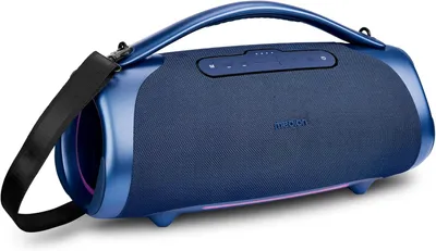 Produktbild von Tragbarer Bluetooth Lautsprecher 100W RMS, Bass Boost, RGB Lichteffekte, IPX7 Wasserschutz, Akku 30 Std, Powerbank, Broadcast Mode, Blau