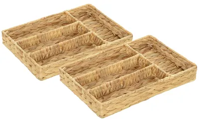Produktbild von HOMCOM 2er-Set Aufbewahrungskorb, geflochtener Körbe aus Wasserhyazinthe