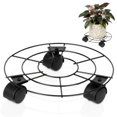 Produktbild von Vilde | Pflanzenroller Metall Schwarz 25 cm - Untersetzer auf Rollen bis 20 kg