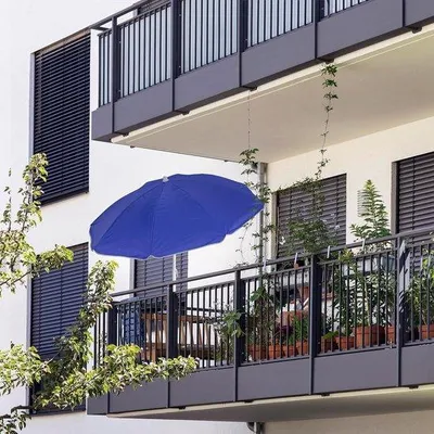 Produktbild von Famanu Strandparasol mit UV-Schutz - Blau, Ø 160 cm, höhenverstellbar