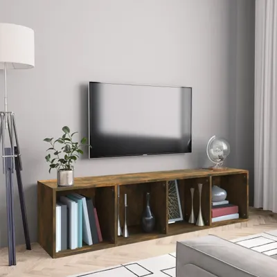 Image de Maison Exclusive - Bibliothèque/meuble TV Chêne fumé 143x30x36cm Matériau dérivé du bois