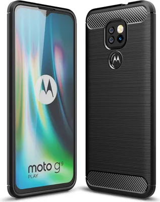 Zdjęcie produktu dla Motorola Moto G9 Play TPU Case Carbon Fibre Optics Brushed Protective Cover Czarny