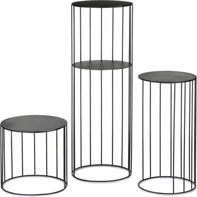 Produktbild von HowHomely | Set von 3 Schwarzen Pflanzständern - Industrial Stil - Stabil und Langlebig - Minimalistisches Design