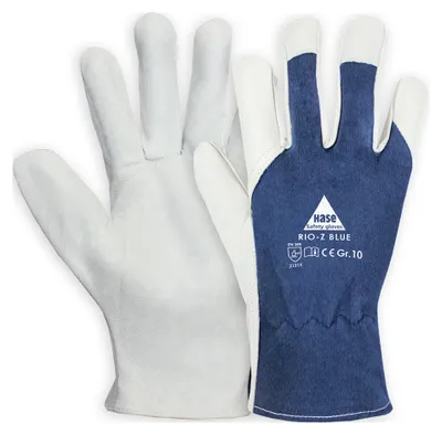 Produktbild von Hase Montagehandschuhe Rio-Z Blue Größe 10, Ziegennappaleder 10 Stk