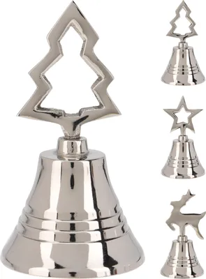 Zdjęcie produktu dla Srebrny dzwonek świąteczny 10 cm, gwiazda
