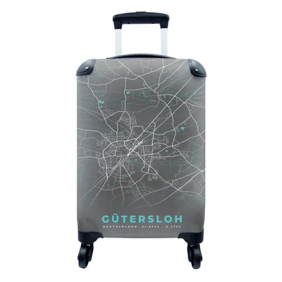 Produktbild von MuchoWow® Koffer Handgepäck Trolley Rollkoffer Kleine Reisekoffer mit 4 Rollen - Stadtplan - Karte - Gütersloh - Blau - Deutschland - Karte - Cabin Size < 55x40x23 cm & 55x40x20 cm - Fotokoffer - Kabinenkoffer - Boardgepäck - Reise-Box - Reisekoffer - Reisegepäck - Koffer mit Bild - Trolley für Kinder