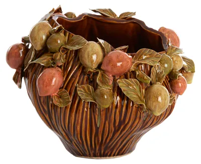 Image de Vase en céramique Light & Living LEMONI brun-orange+vert – 26,5x24x20 cm