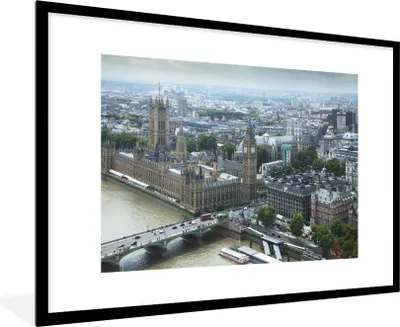 Produktbild von MuchoWow® Gerahmtes Poster Luftaufnahme von London und Big Ben 90x60 cm - Poster mit Schwarzem Bilderrahmen Wandposter Rahmen Foto Bilder - Wanddekoration - Fotos