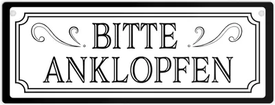 Produktbild von Bitte anklopfen Metallschild L in 10,5x28cm in Retro Optik