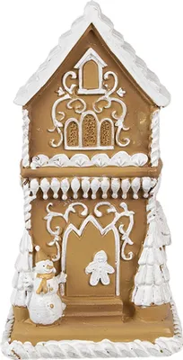 Produktbild von Clayre & Eef Lebkuchenhaus mit LED 15 cm Braun Polyresin