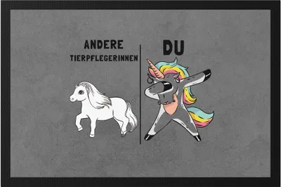 Produktbild von Andere Tierpflegerinnen Du Fußmatte Pferd Einhorn Humor Lustig Unicorn Geschenk Apotheke