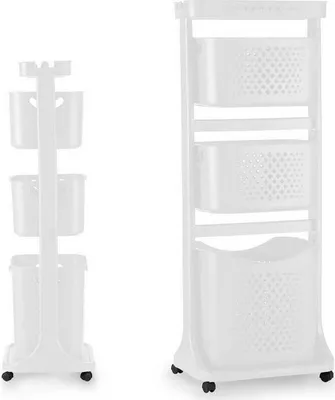 Image de Chariot à linge blanc polypropylène (33 x 112 x 42,5 cm)