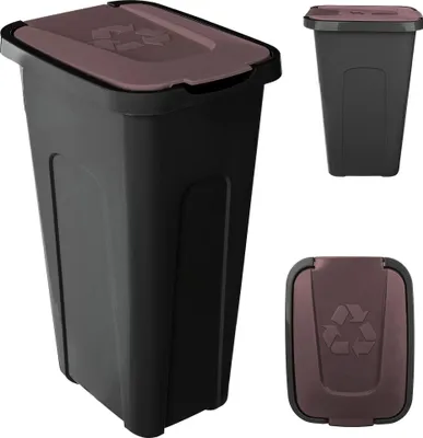 Image de Poubelles de tri des déchets - Set de poubelles - 4 pièces - 30 l par poubelle - Pour le tri des déchets et le recyclage - Noir