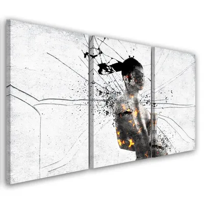 Produktbild von Triptychon auf leinwand grau andere 90x60 cm Feeby grau wandbild bereit zum aufhängen
