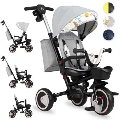 Zdjęcie produktu dla ROWEREK TRÓJKOŁOWY 5w1 - MoMi INVIDIA SZARY - KOSZ TORBA OBROTOWY 360°