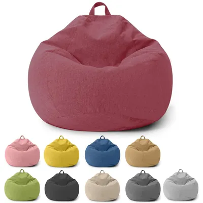 Imagen del producto de Sacos de sillón para niños y adultos, solo funda (sin relleno), sillón tipo saco para dormitorio, oficina, sala de estar, terraza (rojo)