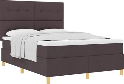 Obrázek produktu pro vidaXL Skříňová postel s čelem tmavě hnědá 140 x 200 cm látka