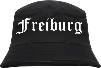Produktbild von Freiburg Fischerhut - Altdeutsch - bedruckt - Bucket Hat Anglerhut Hut S/M Schwarz