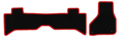 Produktbild von Fußmatten Automatten Velours Schwarz/Rot für Dodge RAM 2009-2019 Set 3-tlg