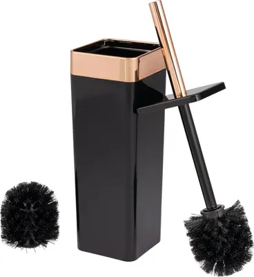 Produktbild von bremermann WC-Garnitur SAVONA, WC-Bürstenhalter, eckig, schwarz-rosegold