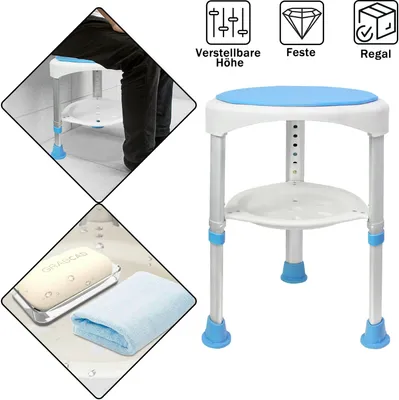 Produktbild von UISEBRT 360° Drehbarer Duschhocker Duschstuhl Badehocker Höhenverstellbar Duschhilfe Duschsitz Badsitz Mit Saugnäpfen