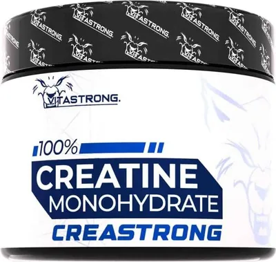 Obrázok produktu pre Kreatín monohydrát CreaStrong, 120 kreatínových tabliet pred tréningom, počas tréningu a po tréningu, alternatíva ku kreatínovým kapsulám, kreatínové gumové medvedíky, kreatín v prášku, Vitastrong kreatínové tablety