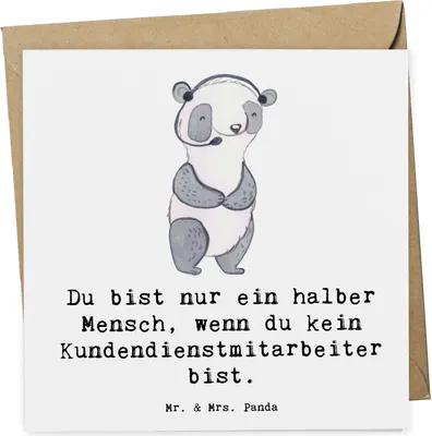 Produktbild von Mr. & Mrs. Panda Grußkarte Kundendienstmitarbeiter Herz - Weiß - Geschenk, faltkarte, Customer Service, Callcenteragent, anlasskarte, Klappkarte, doppelkarte, Spruch