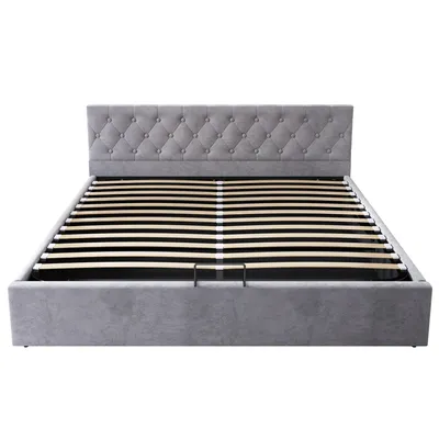 Produktbild von Flieks Polsterbett 180x200cm, Stauraumbett Boxspringbett mit Stauraum und Lattenrost, Samt Doppelbett Holzbett Funktionsbett, Grau