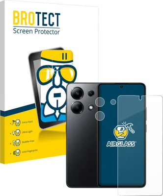 Product packaging and a smartphone with a screen protector.