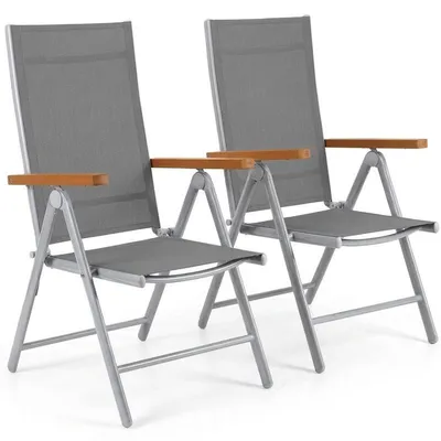 Obrázek produktu pro Sada 2 hliníkových zahradních židlí A-026, do 120 kg, stříbrno/šedé