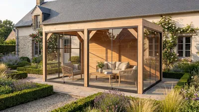 Produktbild von weka Gartenlaube Lumley, 499x307 cm, 2xWand, 1xGlaselement, 3xSchiebetüren, Naturbelassen
