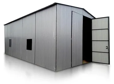 Produktbild von Halle 6x10m Satteldach Doppelflügeltor Aluminium