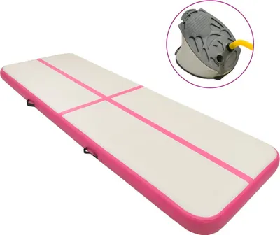 Produktbild von Aufblasbare Gymnastikmatte mit Pumpe 300x100x15 cm PVC Rosa
