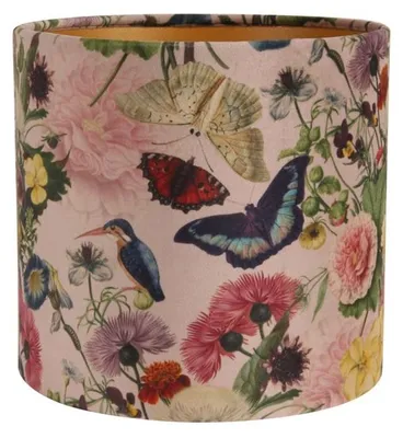 Image de Abat-jour de 20 cm - Cylindrique - Rose - En tissu