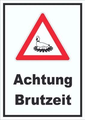 Produktbild von Achtung Brutzeit Schild A6 Rückseite selbstklebend