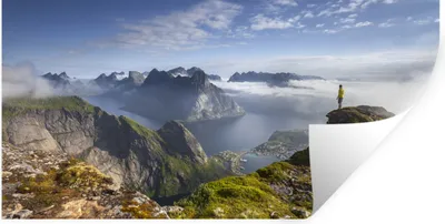Produktbild von MuchoWow® Wandtattoo Wandsticker Wandaufkleber Sonnenaufgang in Norwegen 40x20 cm Selbstklebend und Repositionierbar - Aufkleber
