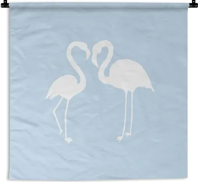Produktbild von MuchoWow® Wandteppich Wandbehang Flamingo - Scherenschnitt - Pastell 150x150 cm Tapisserie Dekoration Wandtuch - Wohnaccessoires - Modernes