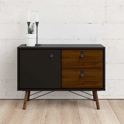 Produktbild von Ry Sideboard Schwarz matt / Walnuss