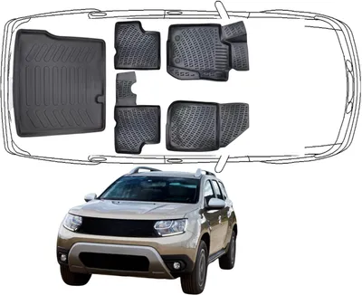 Produktbild von 3D Fußmatten & Kofferraumwanne Auto Set Kompatibel mit Dacia Duster 4X4 1. Gen 2010 - 2028