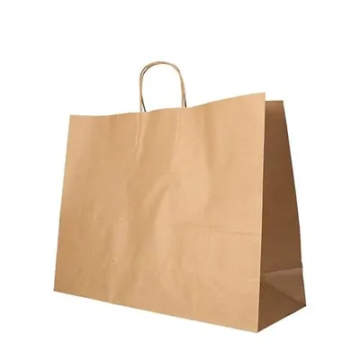 Produktbild von Tragetaschen, Papier 27 cm x 32 cm x 21,5 cm braun mit gedrehtem Tragegriff