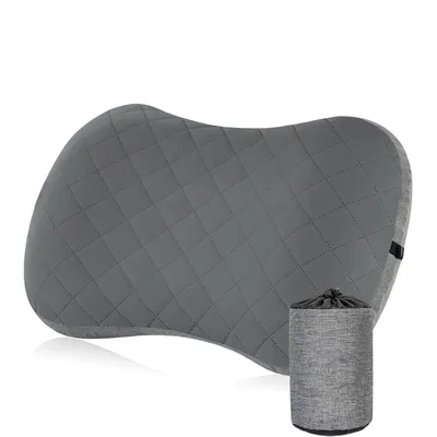Produktbild von Aufblasbares Camping-Reisekissen , ergonomisches Kissen,bequemes Nackenkissen für Reisen/Outdoor, aufblasbares Reise-Nackenkissen,Beach Pillow,grau