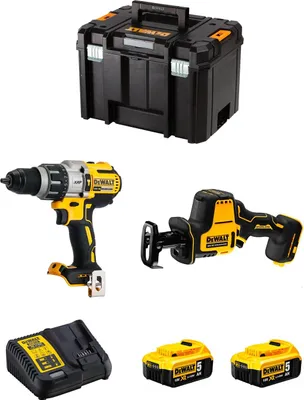 Zdjęcie produktu dla Zestaw DeWALT DWK217 (DCD996 + DCS369 + 2 x 5,0 Ah + DCB115 + TSTAK VI)