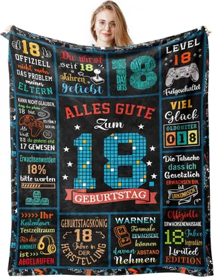 Zdjęcie produktu dla Koc na 18 Urodziny Flanelowy Miękki 150x130 cm Prezent Urodzinowy