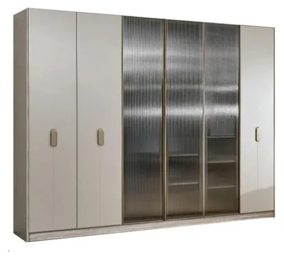 Produktbild von Beiger Schlafzimmer Kleiderschrank Holzschrank Designer Holz Möbel