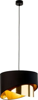 Produktbild von Hängelampe Metall rund Ø 38 cm H: max. 170 cm in Schwarz Gold E27 Modern Pendelleuchte