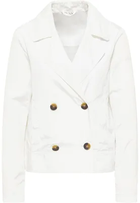 Produktbild von Damen Übergangsjacke Weiß Größe L mit doppelter Knopfreihe und Klappkragen