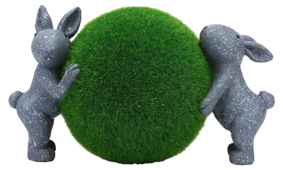 Produktbild von Osterhasen-Statue Bauernhaus-Frühlingsdekoration Harz-Kaninchenfigur Moosball Oster-Tischdekoration für Garten und Zuhause