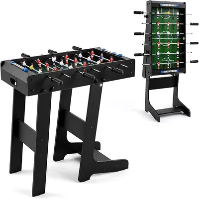 Imagen del producto de Mesa de futbolín plegable, juego de futbolín que incluye 2 pelotas, 18 figuras de jugadores, 6 barras de juego y un marcador, mesa de futbolín para adultos y niños, mesa de futbolín para fiestas ()
