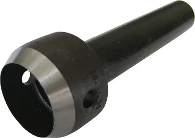 A close-up studio shot of a metal hole punch tool.