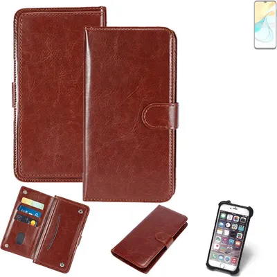 Produktbild von K-S-Trade 360° Hülle kompatibel mit ZTE Blade V50s braun Kunstleder Case BookCase WalletCase Kunstlederederhülle Handyhülle, Rundumschutz Bumper
